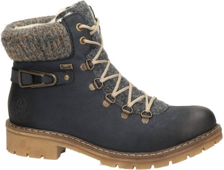 Rieker Winterlaarsjes winterlaarzen veterschoenen met gebreide rand en -tex